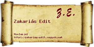 Zakariás Edit névjegykártya